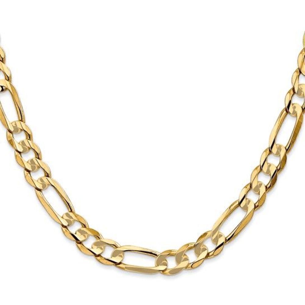 10K Gold Solid Concave Figaro Chain, 24 inches long and 6.75mm wide